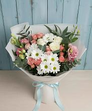 Букет цветов из:  Розы, Лизиантусы и Хризантемы в Горбово
