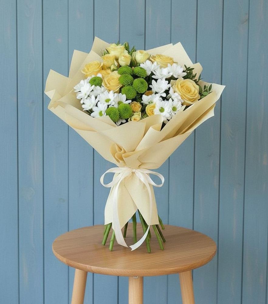 Букет цветов из: Хризантемы и Розы в Горбово