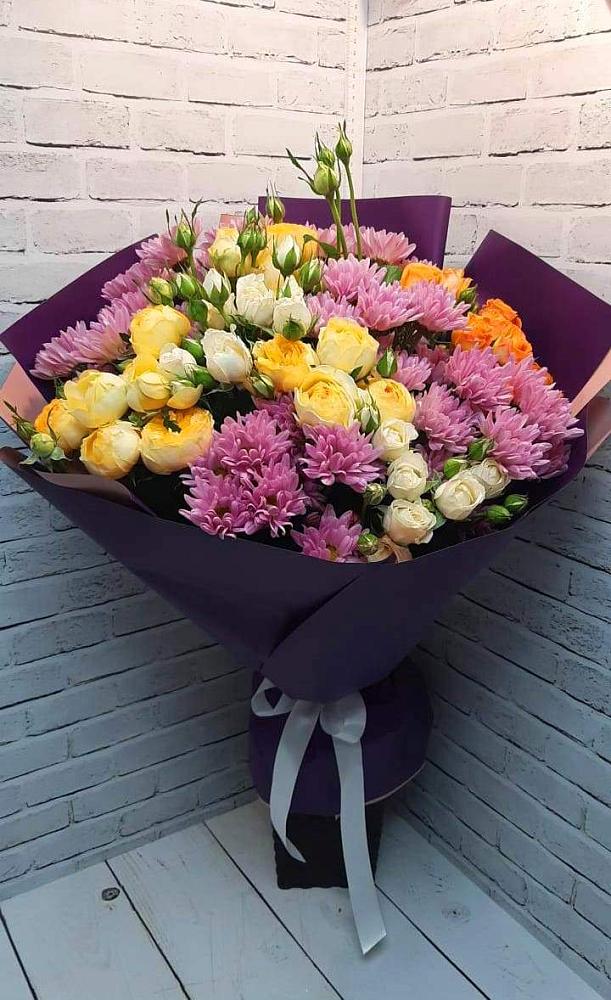 Букет цветов из: Хризантемы и Розы в Горбово