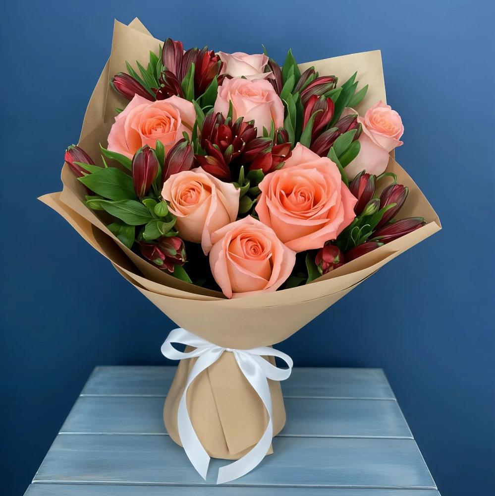 Букет цветов из: Розы и Альстромерии в Горбово