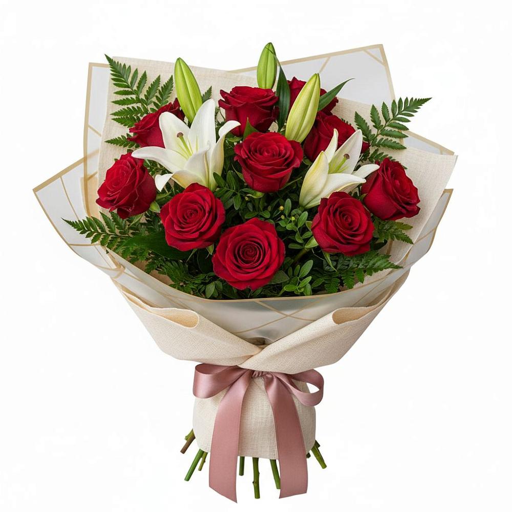 Букет цветов из: Лилии и Розы в Горбово