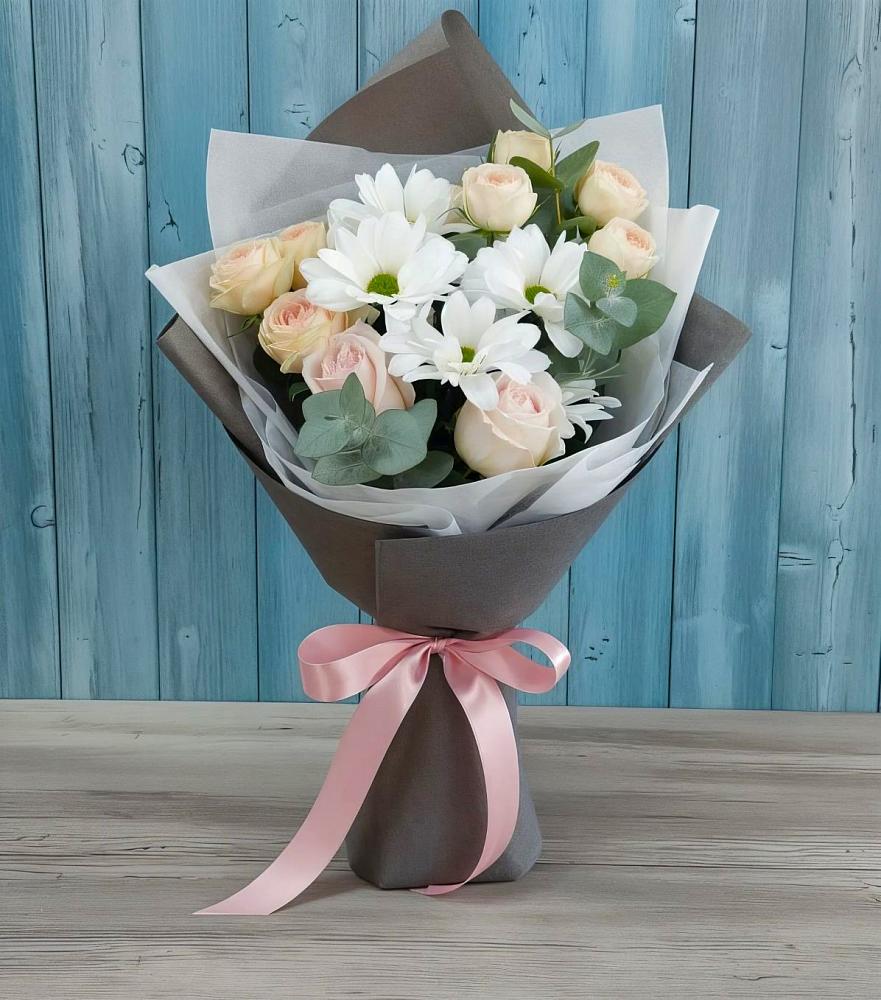 Букет цветов из: Хризантемы и Розы в Горбово