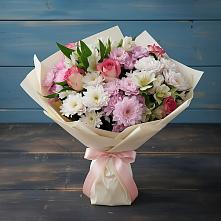 Букет цветов из:  Хризантемы, Альстромерии и Розы в Горбово