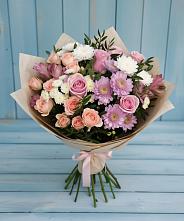Букет цветов из:  Хризантемы, Розы и Альстромерии в Горбово