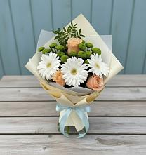 Букет цветов из:  Герберы, Розы и Хризантемы в Горбово