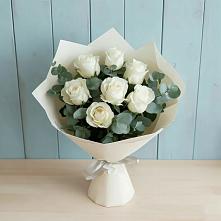Букет Белые розы в Эвкалипте в Горбово