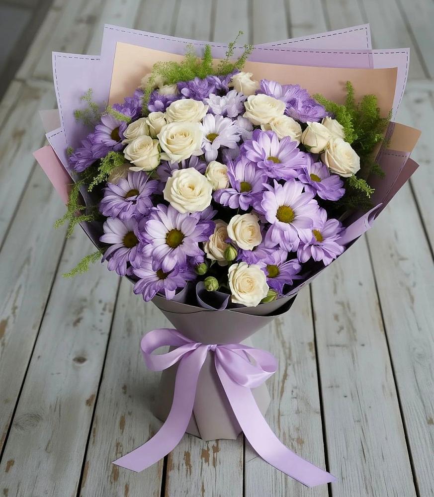 Букет цветов из: Хризантемы и Розы в Горбово